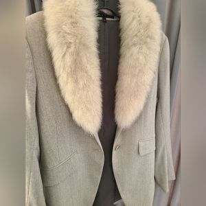 Brand new Theory wool blazer with fox hair